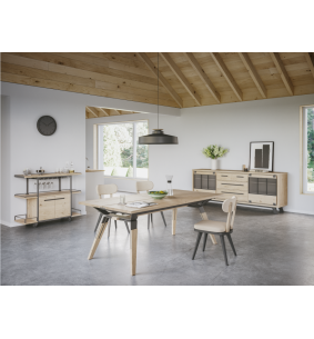JAMES - Enfilade 2 portes coulissantes, 4 tiroirs 