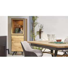 CAPLA - Colonne 1 porte bois 1 porte verre avec éclairage 