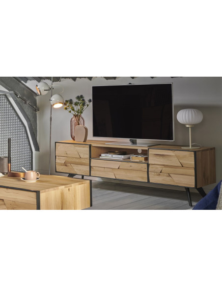 CAPLA - Meuble TV 2 portes 1 tiroir 1 niche 