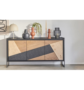 GRAFFIK - Enfilade 3 portes bois avec option LED  