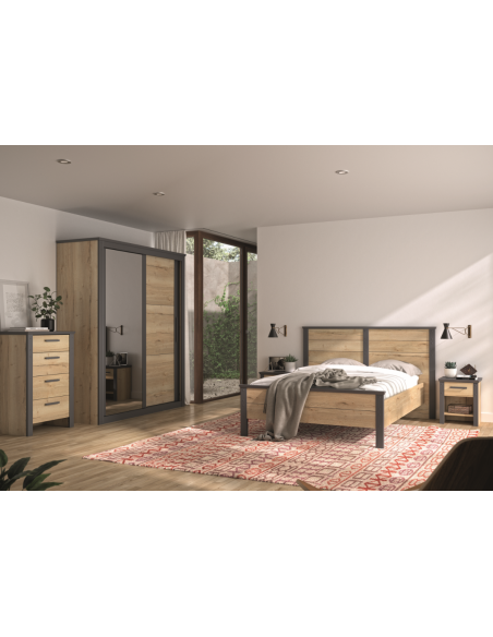 EPSI - Armoire 2 portes miroir et bois 