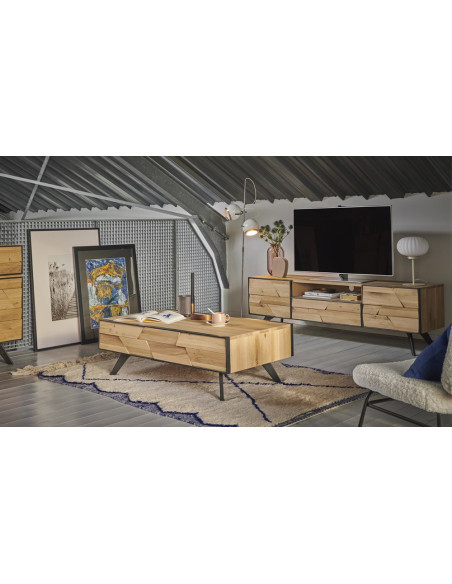 CAPLA - Meuble TV 2 portes 1 tiroir 1 niche 
