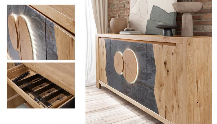 LAURAC - Enfilade 4 portes avec option éclairage  